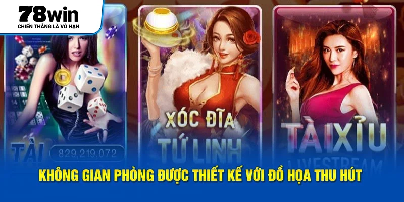 Không gian phòng được thiết kế với đồ họa thu hút